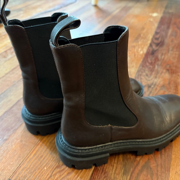 Zara brown leather lug sole Chelsea boots | size 37 - Picture 6 of 10